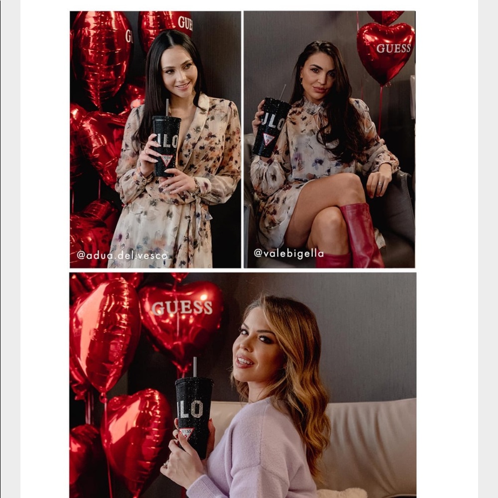 Two limited edition JLo X Guess embellished tumblers